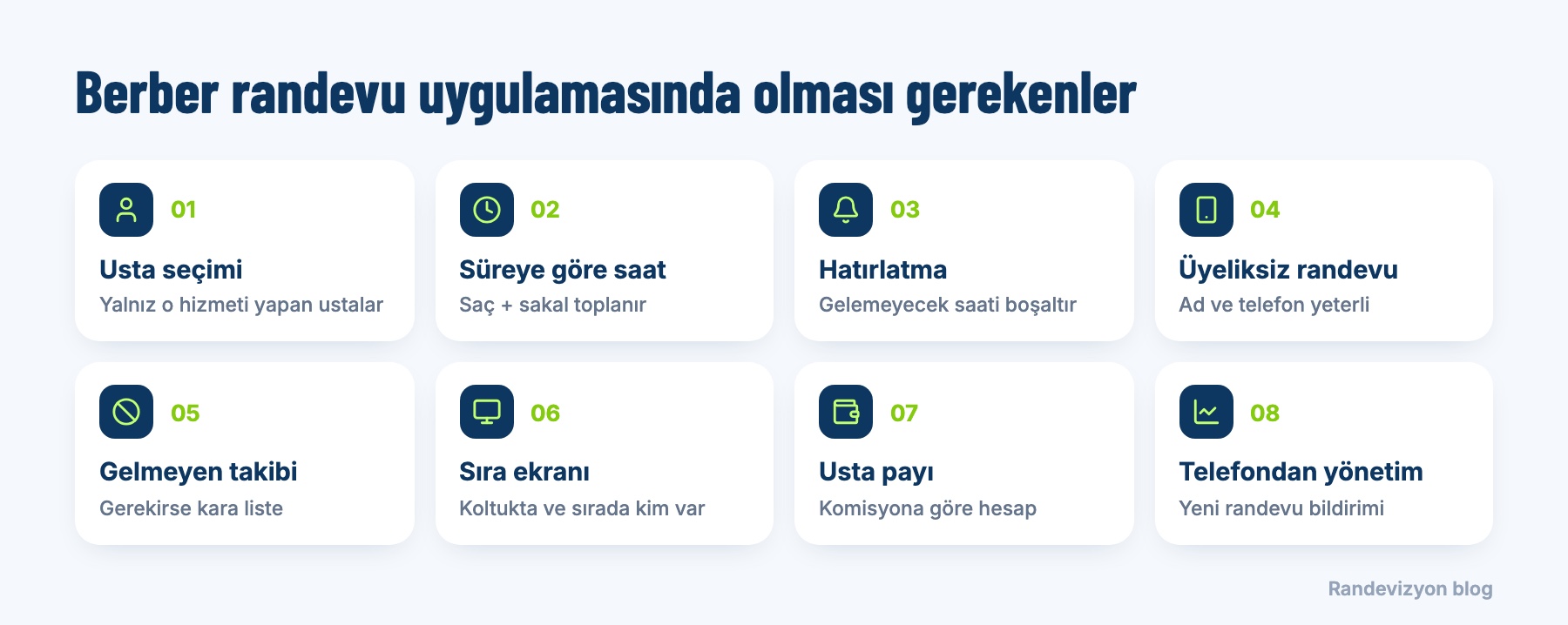 Berber randevu uygulamasında olması gereken sekiz özellik